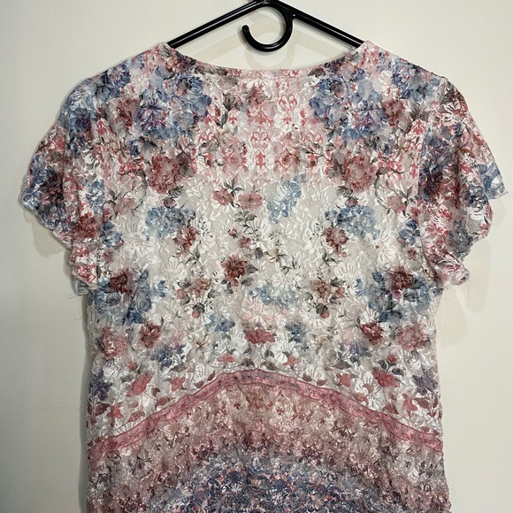 Y2K Style Fairy Floral Lace and Rhinestone Top with Flutter Sleeves Size M - Picture 9 of 13